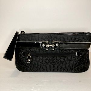VERA BRADLEY Quilted Bistro Wristlet Black Nylon Clutch